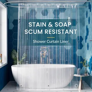 Extra Long Shower Curtain Liner 72 x 84 Clear Plastic Shower Liner PEVA Waterproof Lightweight Shower Curtain with Liner Bathroom with Magnets and Grommets