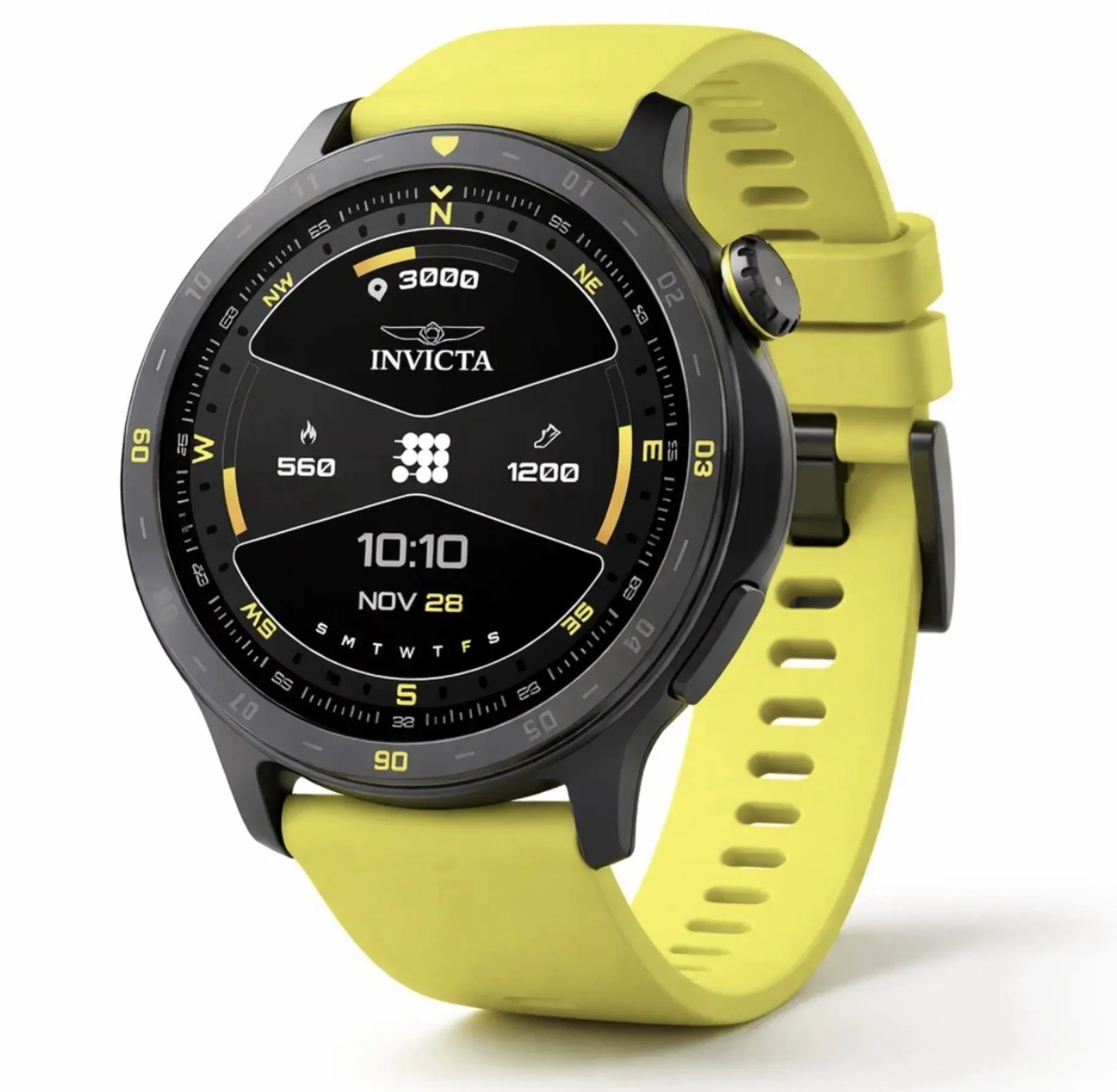 Invicta I-Tech 2 Chic Modern Unisex Smart Watch - 46mm Yellow Case, ITECH-002 Model, Comfortable Fit, Unisex Use, Sealed In Original Box, Ideal Gifts for Him