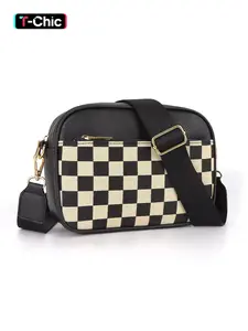 Women's Checkerboard Pattern Crossbody Bag, Fashionable Waterproof Shoulder Bag for Daily Used, Casual Trendy Versatile High-quality Daily Commuting Bag, Crossbody Purses