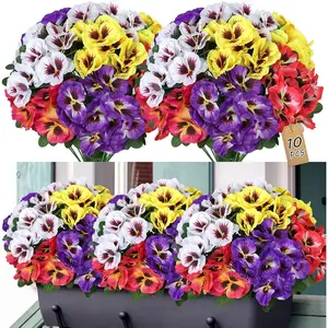 Artificial Pansy Flower, 10pcs/set Faux Flower, Plastic Faux Flowers, UV Resistant Plastic Plant, Decorative Flower for Porch Garden Window Box Hanging Planter Decoration