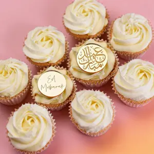 10pcs ramadan Eid  Acrylic Cake Discs Cupcake Toppers Eid Mubarak Gift Tags Eid Mubarak gift Cake Topper Decor Muslim Islam Cake Decorating Supplies Cream Cake Decorations
