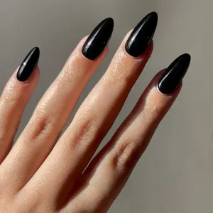 24pcs Glossy Almond Nails, Wearable Nail Art, Glossy False Nails, No Bake Glue, Quick 5-Minute Application, No Polishing Needed, No Lamp Required