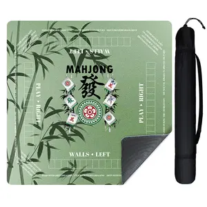Mahjong Mat with Rules, 32"×32" Mahjong Table Mat with Storage Bag, Waterproof Flannel Surface, Anti-Slip and Noise Reducing, Card Games, Board Games, Tile Game, and Dominoes for Beginners