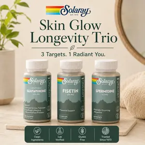 Solaray Skin Glow Longevity Trio - Liposomal Glutathione + Spermidine + Fisetin