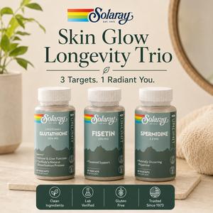 Solaray Skin Glow Longevity Trio - Liposomal Glutathione + Spermidine + Fisetin