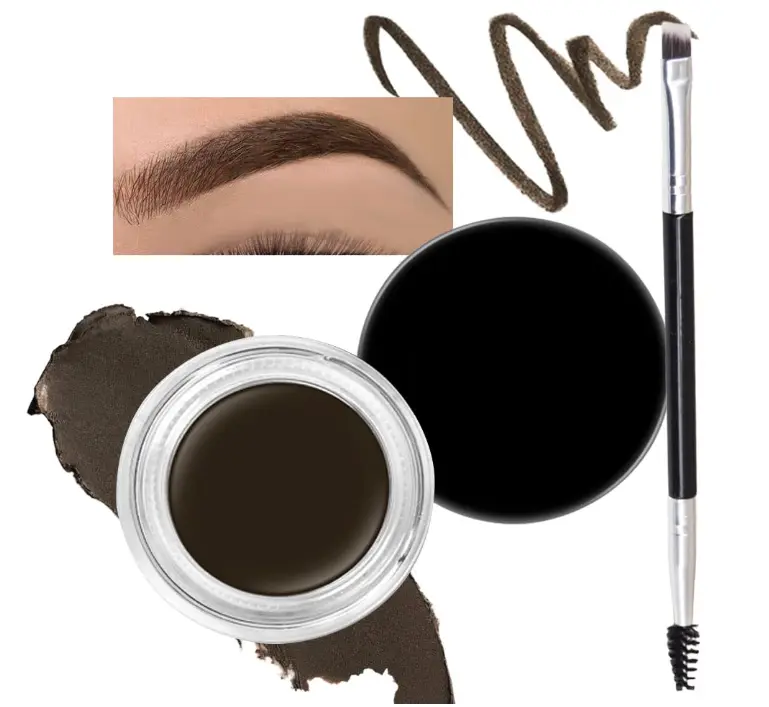 evpct Ebony Eyebrow Powder Pomade Gel Shaper Makeup Kit with Dual-ended Brush, Eyebrow Stencils Kit for Women Shaping, Eye Brow Pomade Stencil Shaper Tinting kits for Women, Long Lasting Waterproof