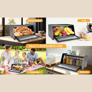 Premium Bamboo Bread Box with CLEAR Frosted Acrylic Window 15.5x10x8 inch Dual Vents for Fresh Bread Storage & Kitchen Organization