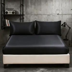 3-Piece Satin Bedding Set, Includes 1 Fitted Sheet & 2 Pillowcases, Soft and Luxurious Bedroom Linen, Home Textile Essentials