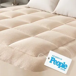 Ultra Soft Twin XL Size Mattress Topper - Viscose Made from Bamboo Pillow Top Mattress Pad for Back Pain Relief - Naturally Cooling for Hot Sleepers, Beige