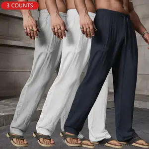 Men’s Summer Casual Tencel Lyocell Linen Pants | Loose fit, drawstring waist, breathable and stylish, suitable for indoor gatherings, outdoor activities, and golf | Minimalist design