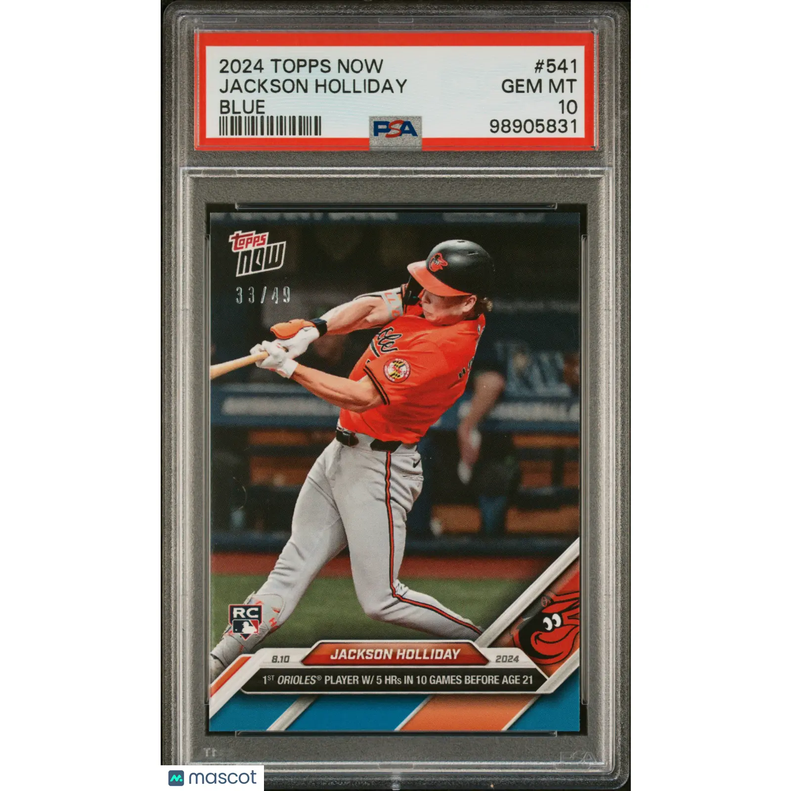 Jackson Holliday 2024 Topps Now #541 Rookie PSA 10 GEM MINT 98905831 Blue /49