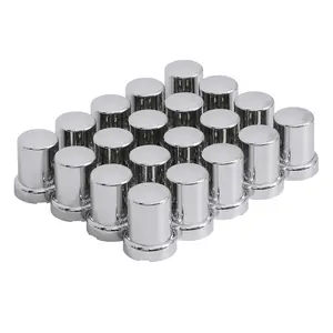 33mm by 2 3/8in Chrome ABS Plastic Lug Nut Covers Push on Small Spiked Top Flanged Nut Cover Caps for Semi Trucks