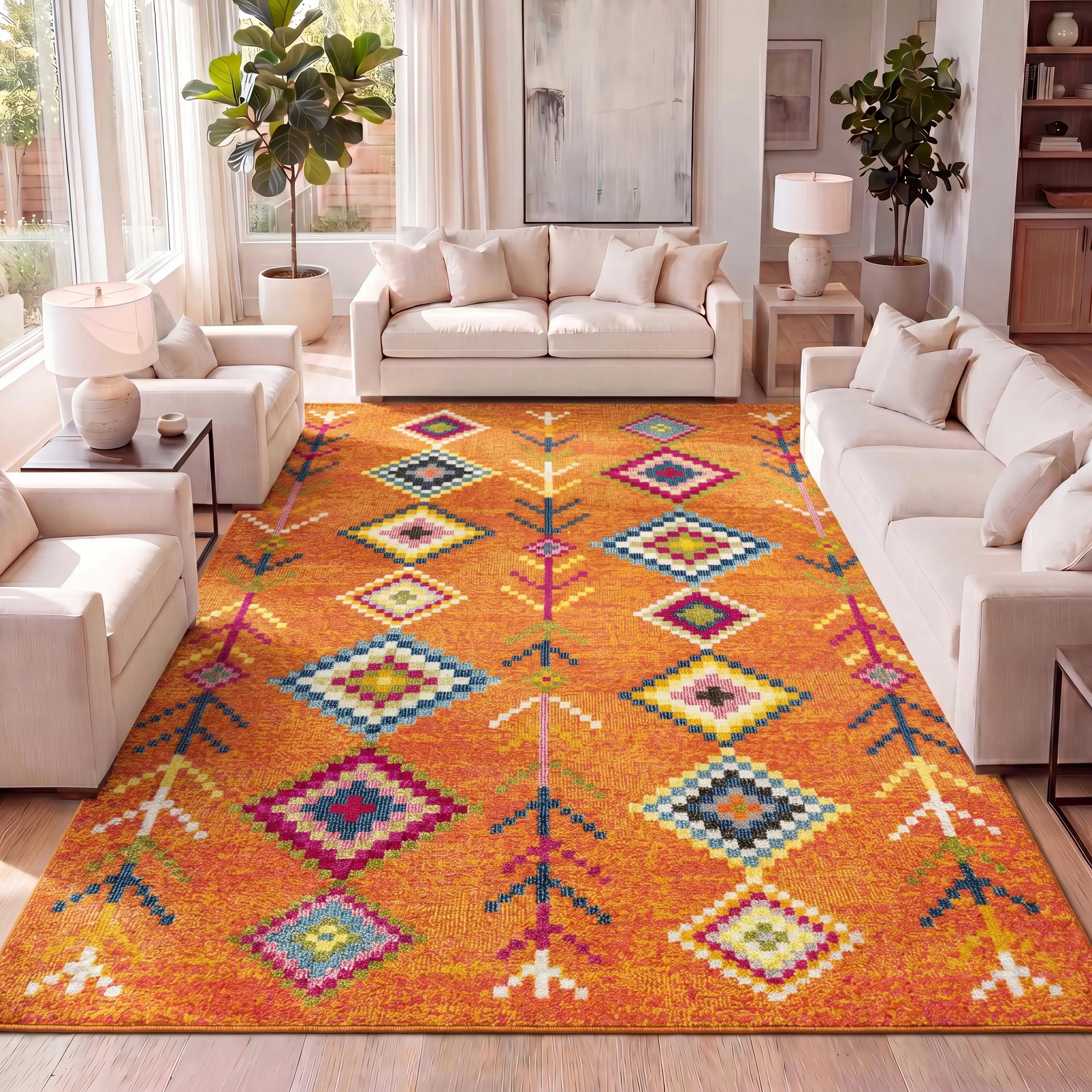 JONATHAN Y Tribal Love Geometric Indoor Area Rug; for Living Room, Kitchen, Bedroom, Dining Room, Office