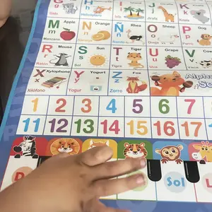 Product Review of Bilingual Talking Wall Chart for Kids – English & Spanish Learning Poster with Songs, ABCs, Numbers, Animal words & Piano – Interactive Educational Toy for Toddlers 1-6 – No Screen, Battery Powered classroom use Alphabet Preschool from r**a