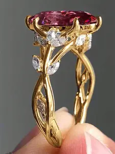 1 PC Gorgeous Cubic Zirconia Oval Ring For Women For Valentine's Day Gift Wedding Anniversary Party Jewelry