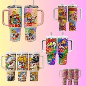 Strawberry Shortcake And Rainbow Brite Cartoon Custom Cup 40 oz 20 oz Tumbler With Handle