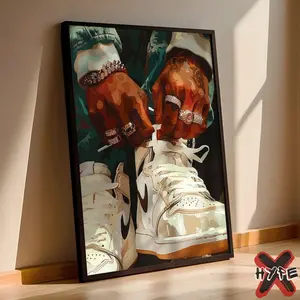 Sneakerhead Art Print, Black Man Wall Art, Printable Sneaker Poster, Hypebeast Male Decor, Sneaker Artwork, Urban Wall Art Poster (UNFRAMED)