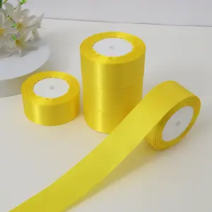 5 rolls of lemon-yellow silk 4cm ribbon