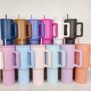 Customizable 40 oz Quencher Reusable Water Bottle - Stainless Steel Vacuum Seal Tumbler Drinkware