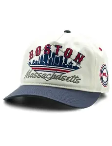 Boston “The Fenway” Snapback – Vintage Skyline 5-Panel Hat | Red Accents, Ballpark-Inspired Embroidery | Unstructured Fit for Beantown Fans