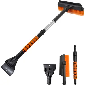 33 Inch Ice Scrapers for Car Windshield, 3 in 1 Extendable Snow Brush, Snow Scraper for Car with Foam Grip and 270 °   Pivoting Brush Head, Squeegee for Sedan SUV Truck RV