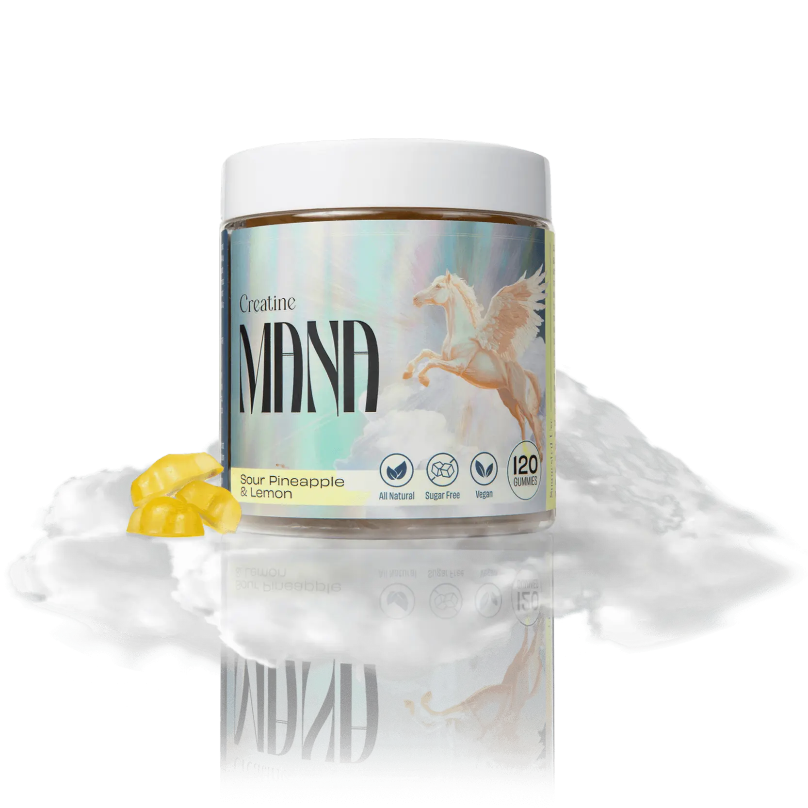 MANA - SCULPT Creatine Gummies - Sour Pineapple & Lemon - 120 Count - Sugar-Free - Clinically Backed - Micronized for Clean Absorption - Supports Strength Stamina & Recovery - Clarity & Cognition Aid Gummies for Women & Men
