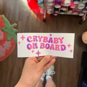 Crybaby On Board Vinyl Car Decal | Laptop Decal | Car Window Bumper Sticker