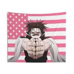 Hot Pink anime Choso Tapestry, Fun Anime JJk Wall Decor, Durable Polyester Wall Hanging Room Decoration