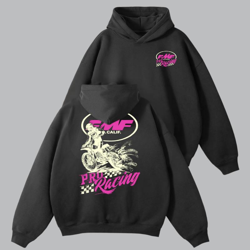 FMF Racing Pro Hoodie – Vintage Dirt Bike Graphic Hoodie, Classic Motocross Streetwear, Long Sleeve Comfort Top for Racing Fans & Bikers