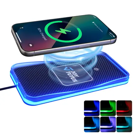 Joytutus Automotive 15W Power Wireless Charging Charger - 6-Color LED Lights, Stable Rubber Nonslip Hands-Free Holder, Flat High Efficiency Mountable Charging Accessory for iPhone, Samsung, SUV/RV Car Electronics