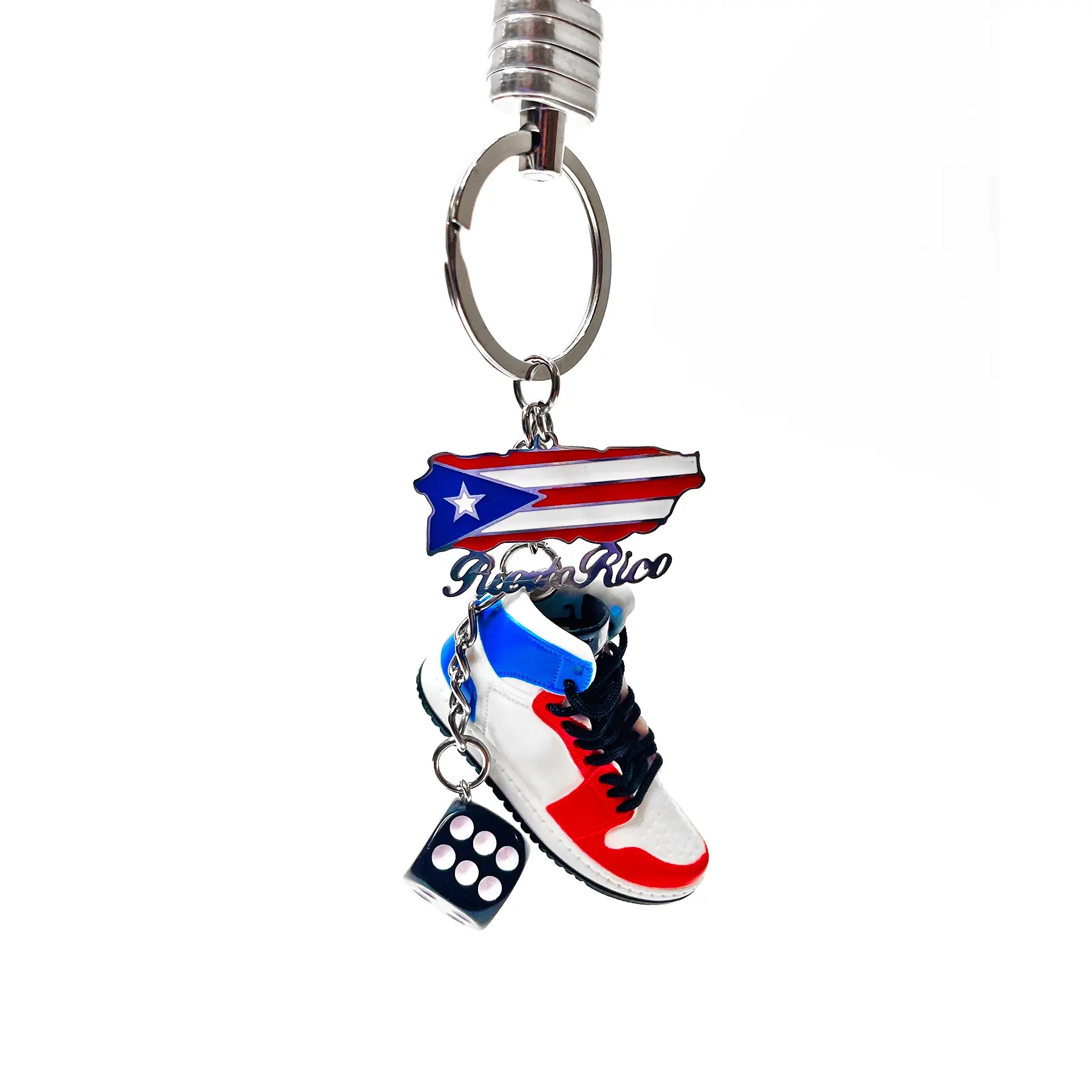 Air Borikén - Boricua, Puerto Rican Flag, Dice, Sneaker, Custom Keychain Gift Accessory