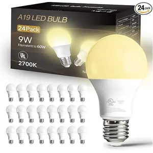 dalattin 24 Pack LED Bulbs Daylight White 5000K, 60 Watt Equivalent A19 Standard Bulbs, E26 Base, 800 LM, Efficient 9W Energy Saving, Non-Dimmable, 80+ CRI, 120V, UL Listed, for Living Room, Office