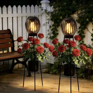 RUIDEL MICHAELS Outdoor solar lights, metal solar powered flower rack lawn lights, metal flower rack courtyard terrace decorative lights, IP65 waterproof, plant bracket street lights, suitable for courtyards, lawns, terraces, gardens, corridors