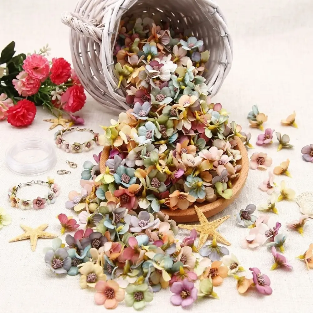 DIY Silk Flower Kit: Multicolor Faux Blossoms for Wedding Decor, Boho Crafts, Home Parties, Hair Accessories & Cake Toppers. Non-Wilting Floral Supplies for Tables & Gift Boxes. 50/100 Pcs Bulk, Eco-Friendly Decor Alternative. Artificial Mixed Flower