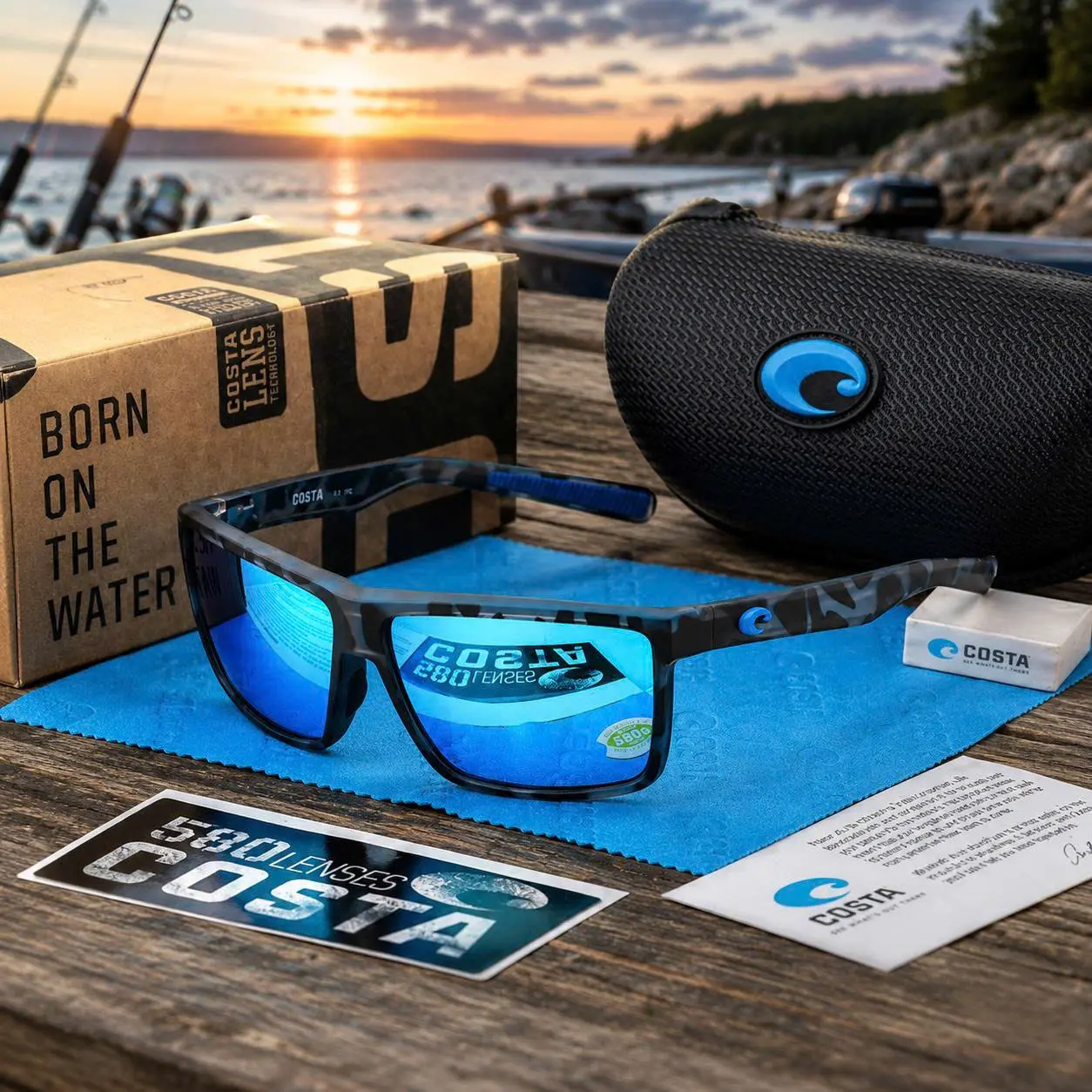 Costa Del Mar Fantail 580P Polarized Sports Sunglasses, Matte Black Frame, UV400 Eyewear for Fishing, Driving, Boating & Outdoor Activities
