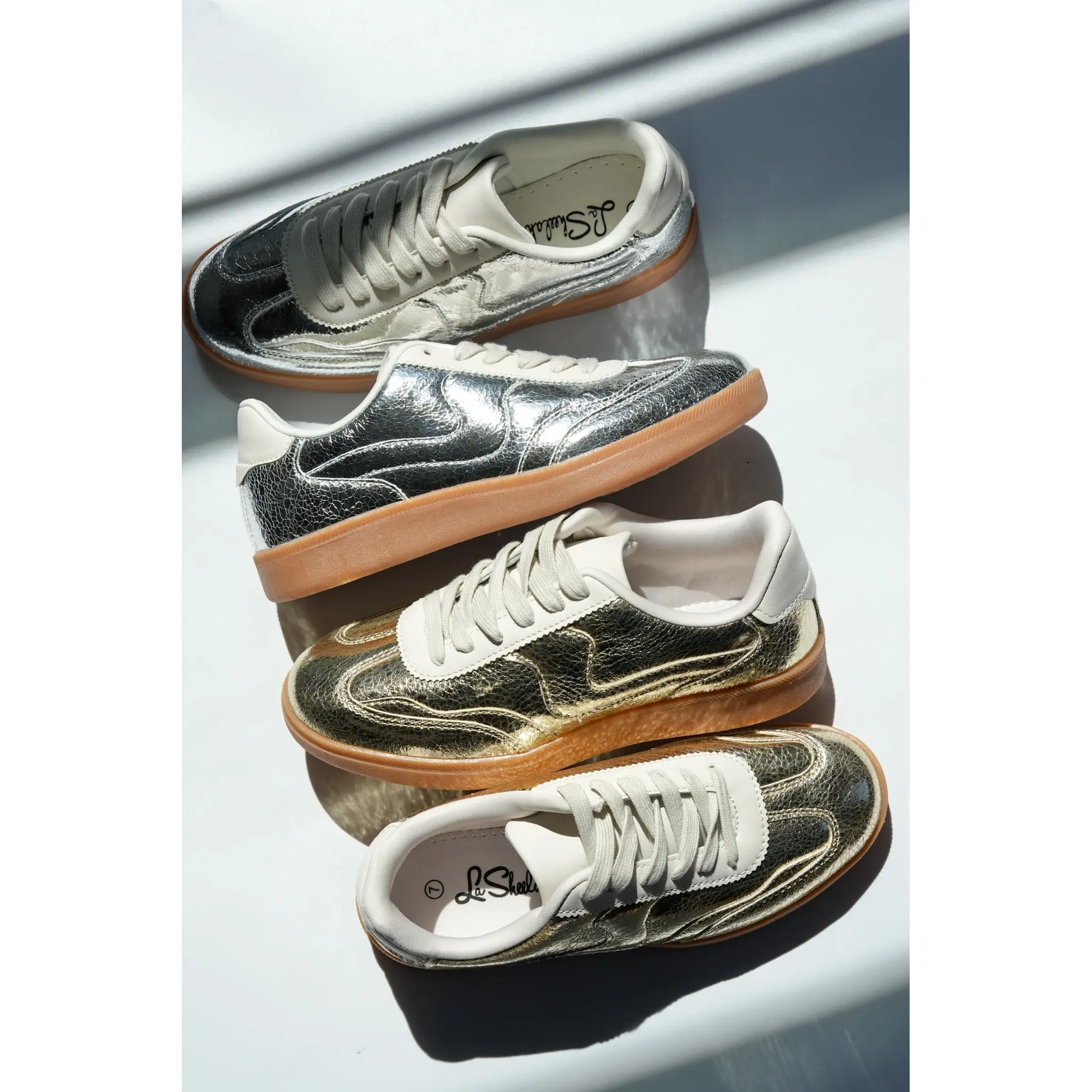Restock! Metallic Cracked Vegan Leather Low Top Sneaker
