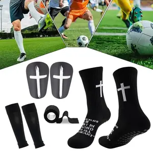 1 set of football accessories - durable football equipment, including grip socks, sports socks, football inserts, sports bandages - breathable, knitted fabric, multiple colors