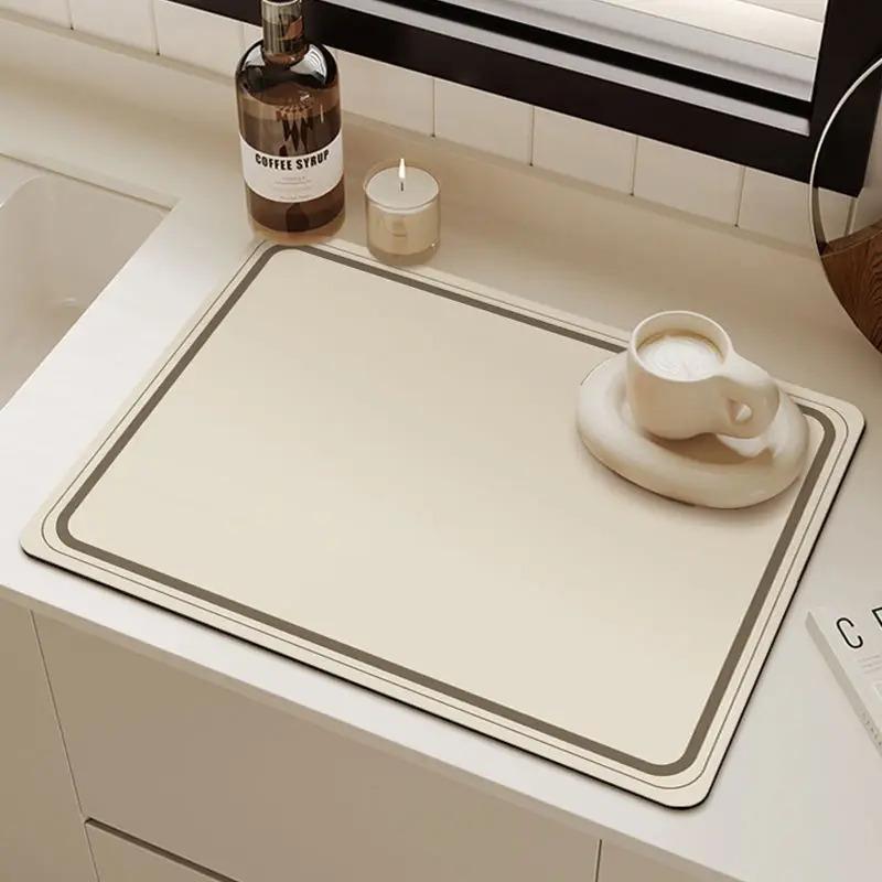 Absorbent Dish Drying Mat & Coffee Maker Mat for Kitchen Countertops - Multi-Use Coffee Bar Countertop Mat