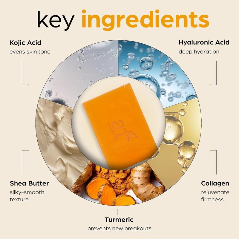 Artnaturals Kojic Acid Soap + African Net Sponge (2 Pack X 142G Turmeric Bars) Dark Spot Remover & Scars - Original Japanese Complex Vitamin C, Hyaluronic Acid, Retinol, Shea Butter (Citrus) Artnaturals