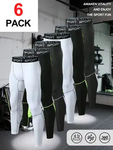 3 Pack Men's Compression Pants, Quick Dry Athletic Leggings, Moisture Wicking Workout Baselayer Tights for Running, Gym Training & Sports