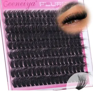 Geeneiya Full Lash Clusters D Curvature Eyelash Clusters Thick Cluster Eyelash Extensions Wispy Individual Lashes Extensions Waterproof Lashes DIY at Home for Beginners with Lash Map