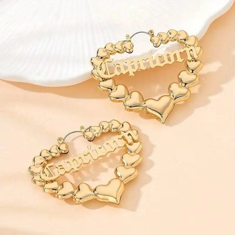 Capricorn Heart Hoop Earrings – Gold Statement Jewelry