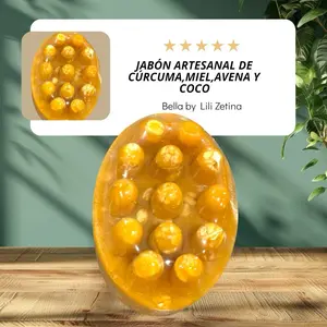 Bella by Lili Zetina Artisanal Soap Turmeric Honey Oats & Coconut Natural Skincare Bathing Essentials 140 g Acne Gentle Moisturizing Daily Nourishing Hydrating Cleanser Body Wash Moisture Cleansing Moisturizer Moisturize