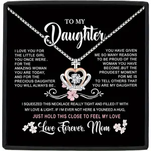 Crown Pendant Necklace for My Daughter, exquisite pendant necklaces in a gift box set, includes a card and a present case. It's the perfect Christmas or birthday gif from our "Neckless Collection for Her" fine jewelry accessories line: pendant