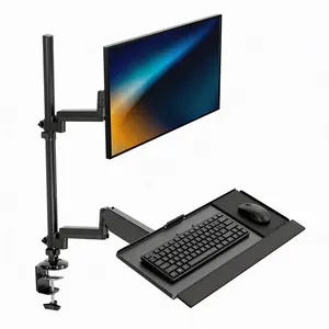 Single Monitor Sit-Stand Desk Mount with Keyboard Tray