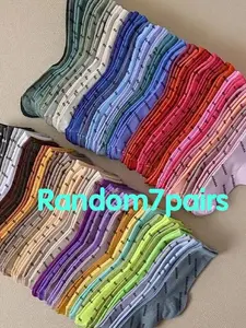 Random 7 Pairs Comfortable Casual Letter Socks, Soft and Cozy Footwear for Daily Wear, Perfect for Relaxing at Home