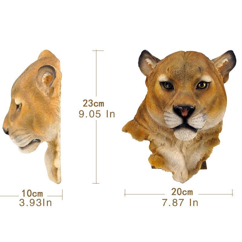 Animal Head Wall Decor, Resin Animal Head Wall Hanging Art Wall Sculptures TV Background Home Decoration for Living Room Bedroom Kitchen Gift