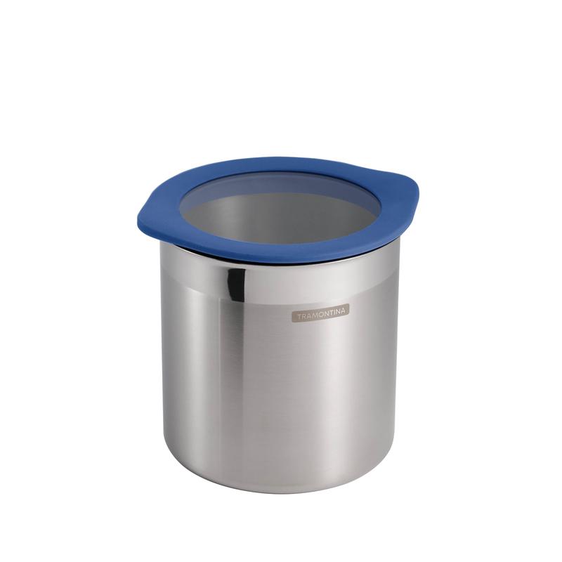 4 Piece Stainless Steel Canister Set - Blue