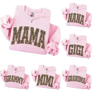 Custom Leopard Mama Sweatshirt Personalized Cute Mom Life Crewneck Mothers Day Gift for Mom Grandma Nana Mimi Gigi Gift