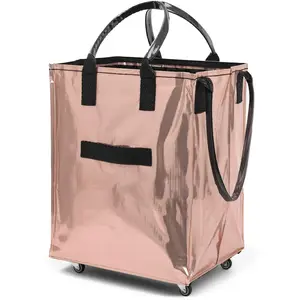 reusable shopping bags, multi-functional trolleys, foldable rolling handbags, portable shopping carts, wheeled zipper rolling handbags